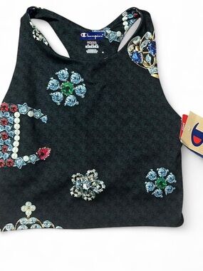 Champion Jewel-Embellished Racerback Cropped Racerback Tank (NWT)